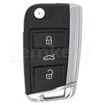 Golf7 3 Button Flip Remote Case - Metalic