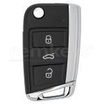 VW Polo 3 Button HU162 Flip Remote Case - Metalic