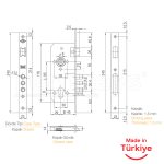 Mortise Lock 45 mm With Cylinder 68 mm - Kale Locks - Kale 2000