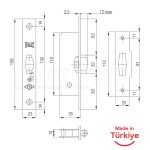 Interior Mortise Lock For Swinging Wooden and Aluminium Doors - Kale Locks - 155 B