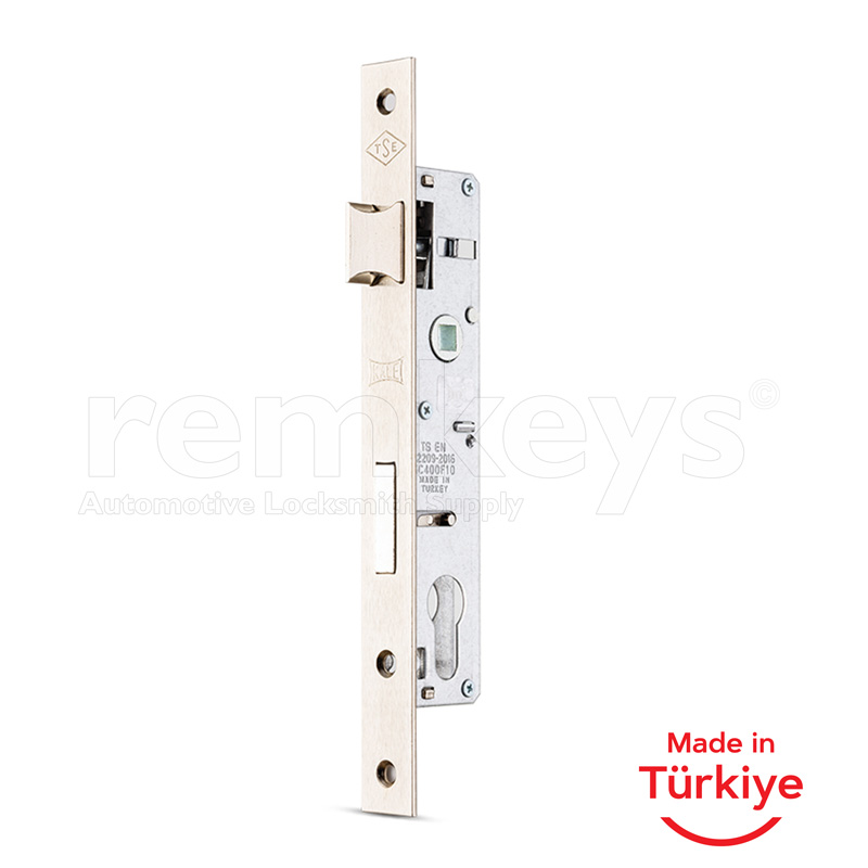 Mortise Lock With Cylinder (Narrow Type) in Aluminium Doors Striking Plate And Rosette - Kale Locks - 153 U